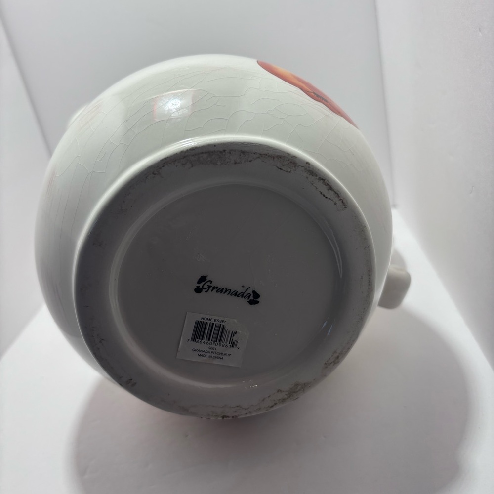 White and Orange Ceramic Art with Fruit Motifs - Picture 5 of 6